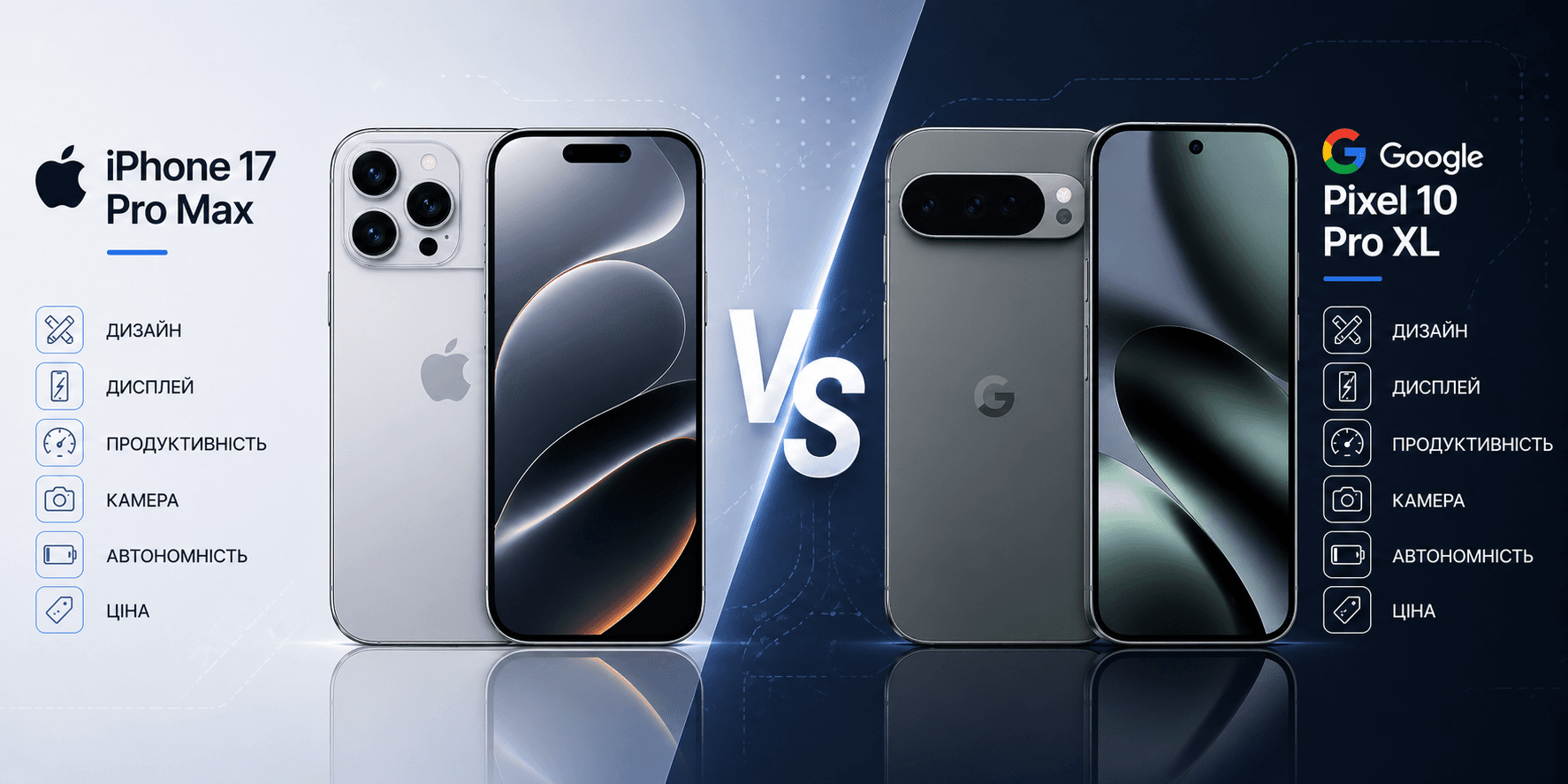 Apple iPhone 17 Pro Max vs Google Pixel 10 Pro XL: порівняння флагманів 2026